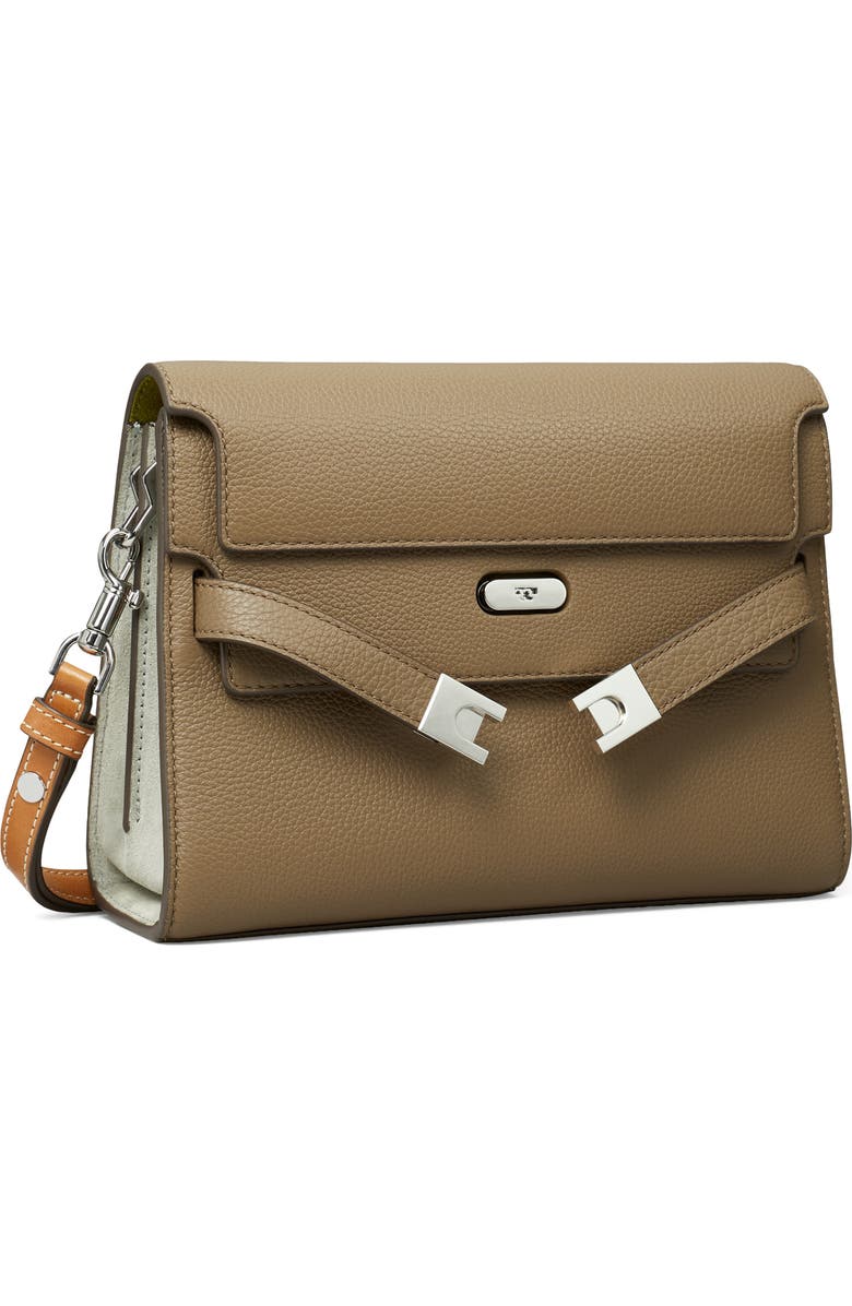 Tory Burch Lee Radziwill Colorblock Pebble Leather Shoulder Bag, Alternate, color,