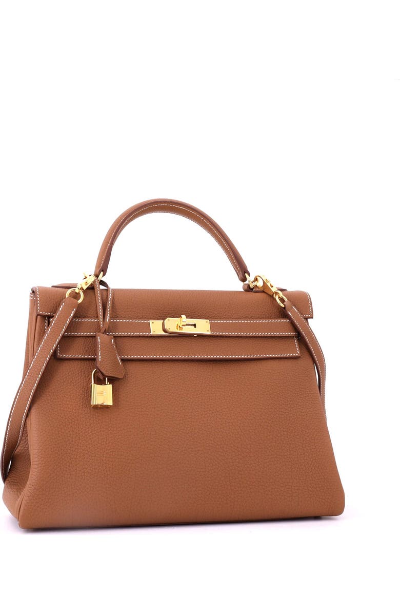 Pre-Owned Hermes Kelly Handbag Brown Togo with Gold Hardware 32, Alternate, color, Gold