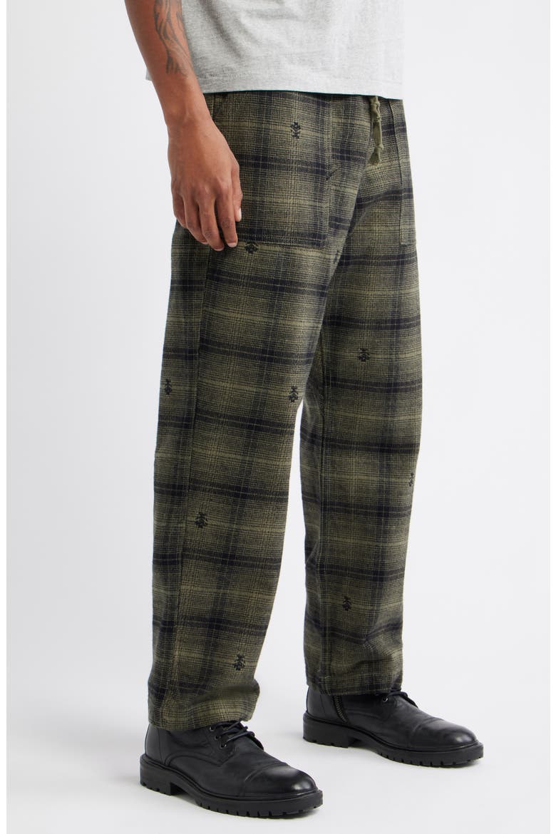 Thistle Plaid Chef Pants, Alternate, color, OLIVE