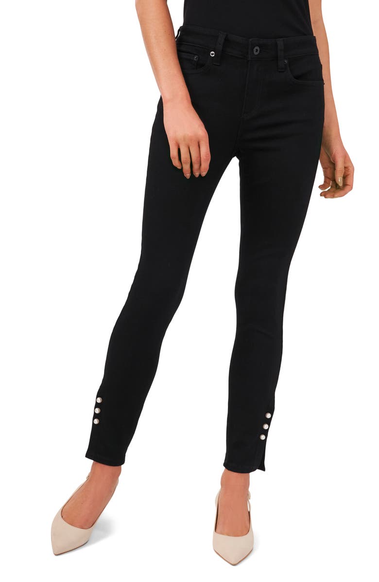 CeCe Faux Pearl Detail Skinny Jeans, Main, color, 