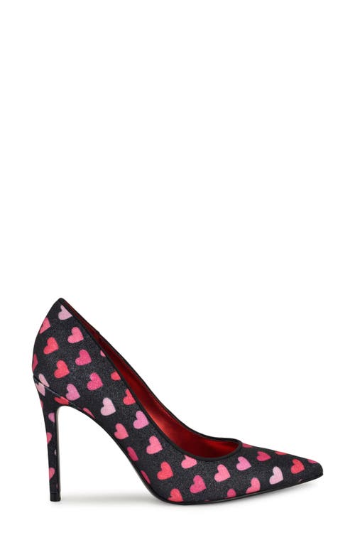 Nine West Fresh Pointed Toe Pump In Black With Pink Hearts