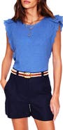 Boden Eyelet Embroidered Flutter Sleeve Cotton Top