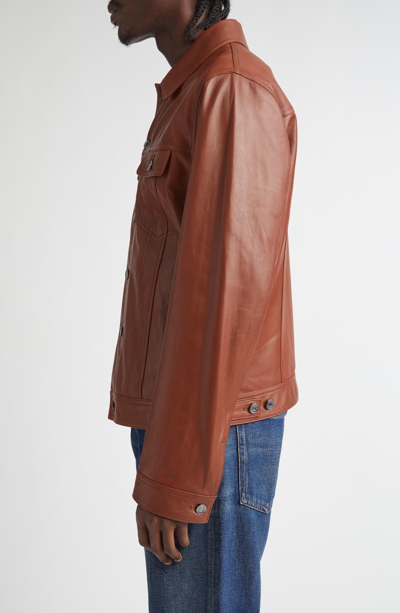 Dolce&Gabbana Leather Trucker Jacket, Alternate, color, A0227 Rame 2