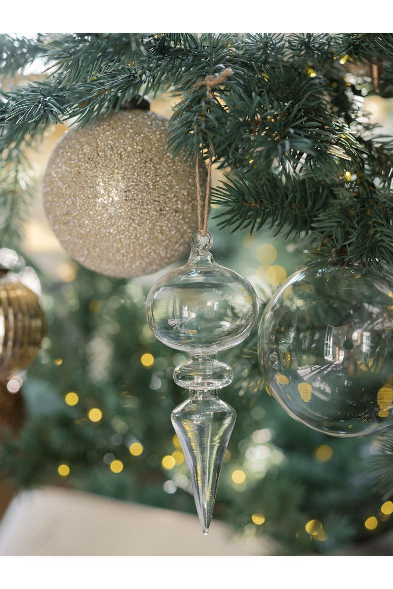 Assorted Neutral Palette Glass Finial Ornament, Alternate, color, Crème