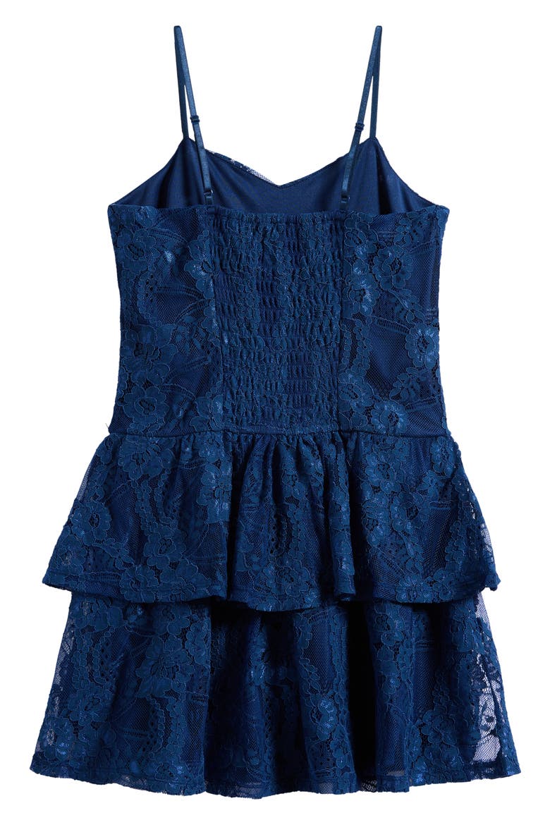 Kids' Drop Waist Ruffle Lace Dress, Alternate, color, CHAMBRAY