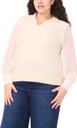 Halogen® Mixed Media Long Sleeve Sweater