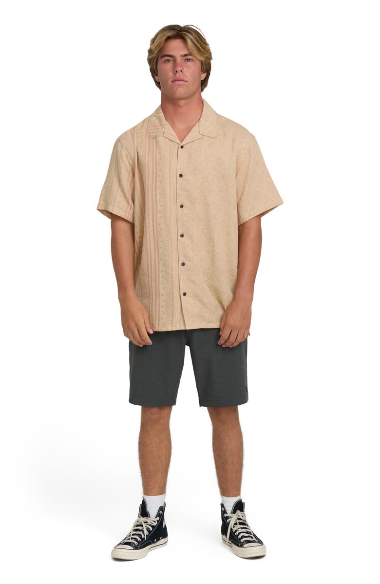 Billabong Garage Nashua Geo Pattern Cotton Camp Shirt, Alternate, color, Oatmeal