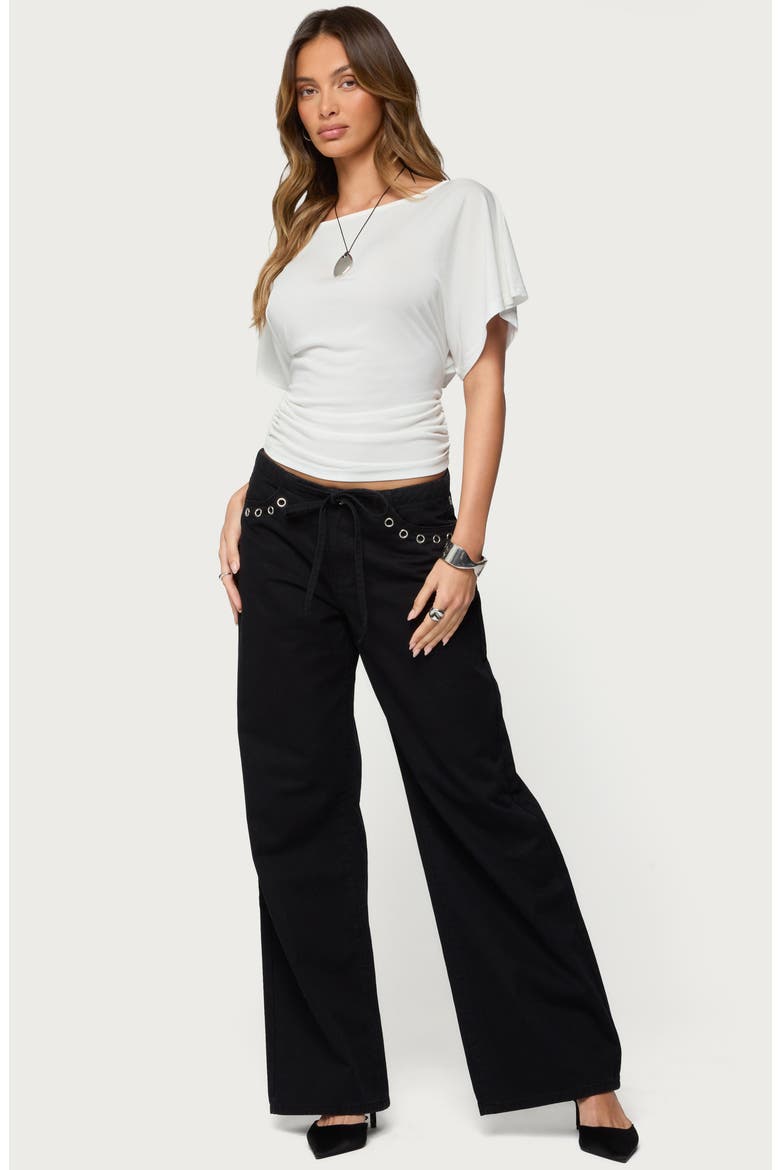 Abriana Ruched Waist Top, Alternate, color, WHITE