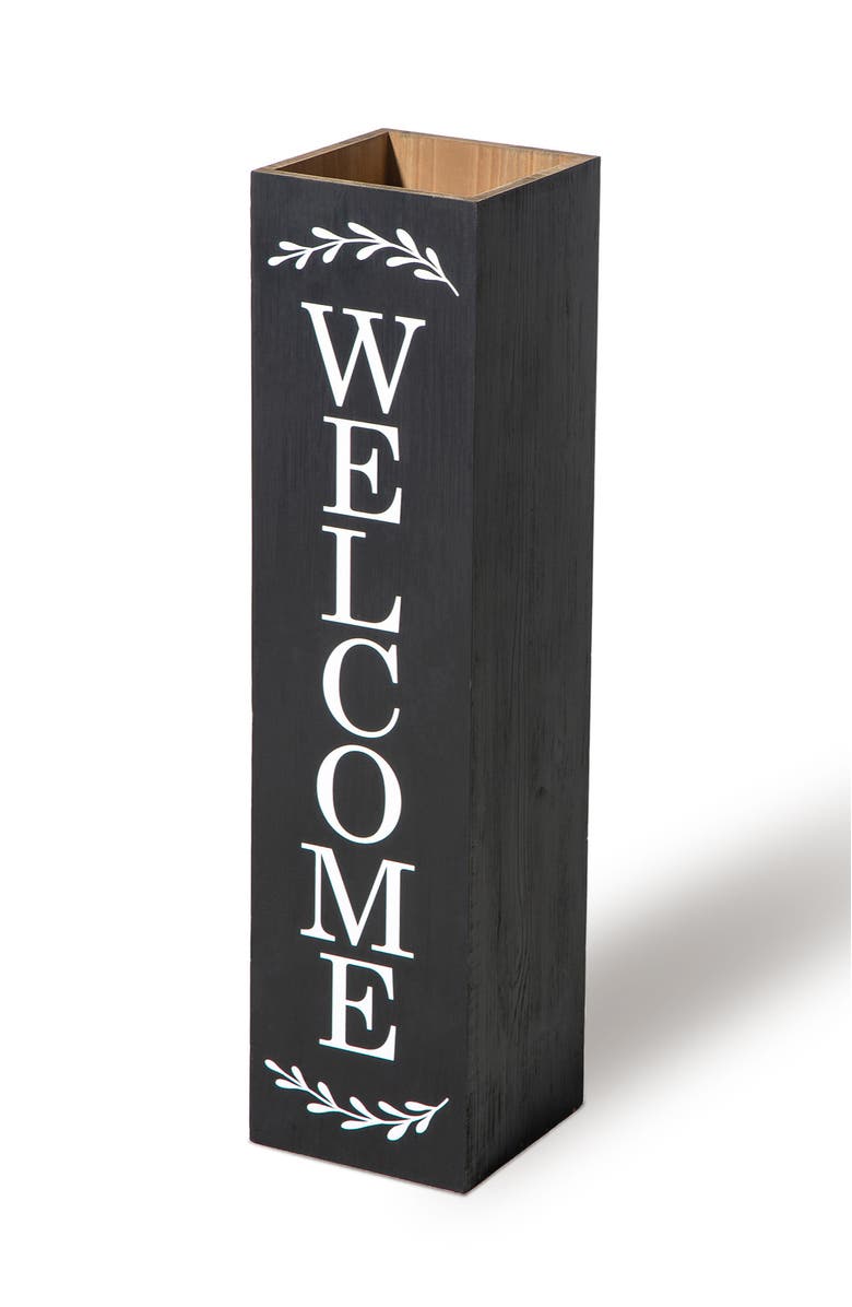 Glitzhome Double Sided Solid Wood Boxed "WELCOME PORCH" Porch Sign, Alternate, color, Black
