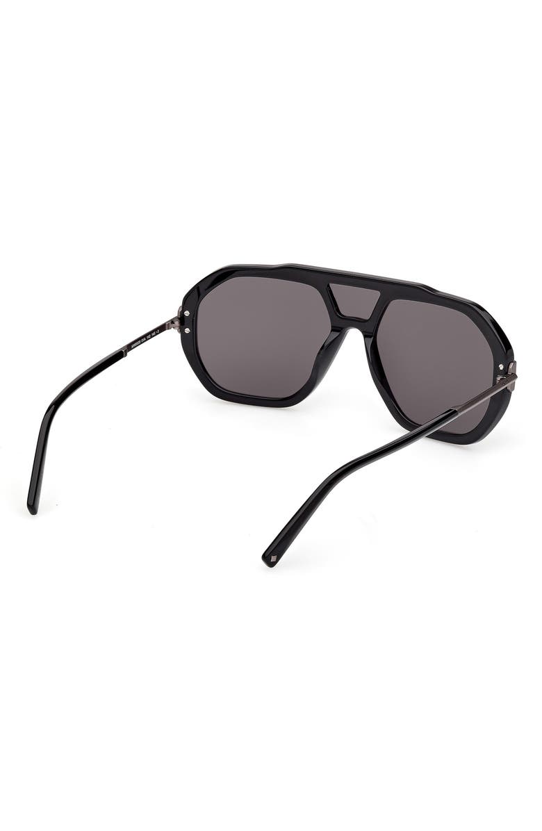 MCM Geometric Sunglasses, Alternate, color, Shiny Black / Nickel / Smoke