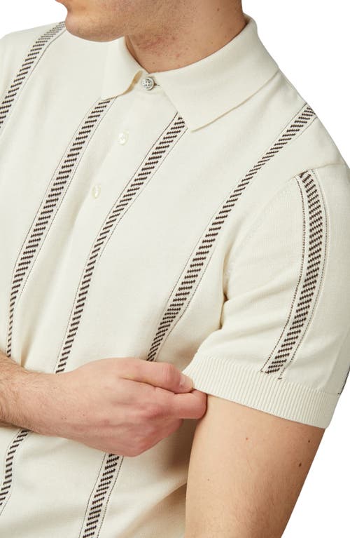 Ben Sherman Men's Regular-fit Stripe Jacquard Polo Shirt In Ivory