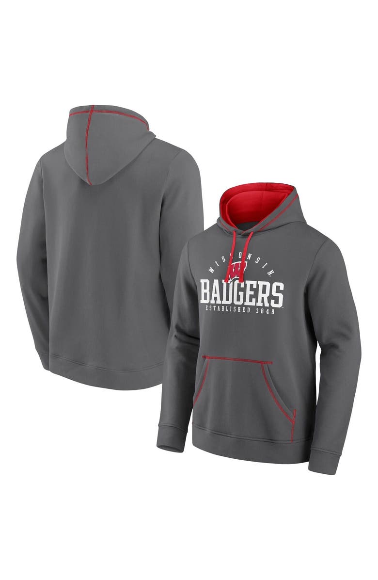 FANATICS Men's Fanatics Gray Wisconsin Badgers Toppler Fleece Pullover Hoodie, Main, color, Gray