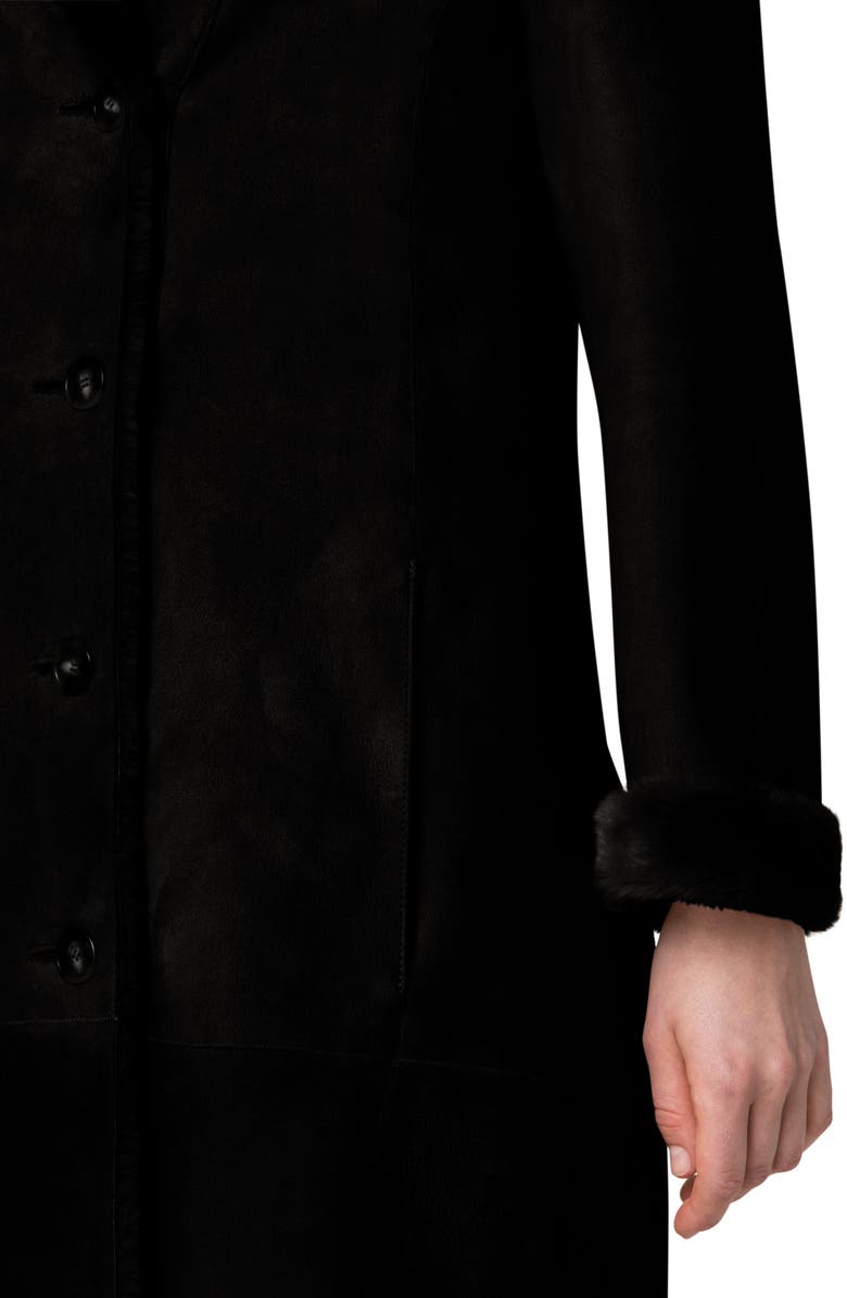 Akris punto Double Breasted Genuine Shearling Leather Coat, Alternate, color, 