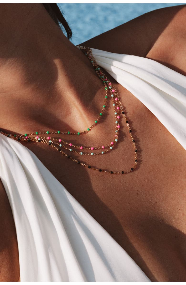 Set & Stones Kaz Necklace, Alternate, color, Gold / White