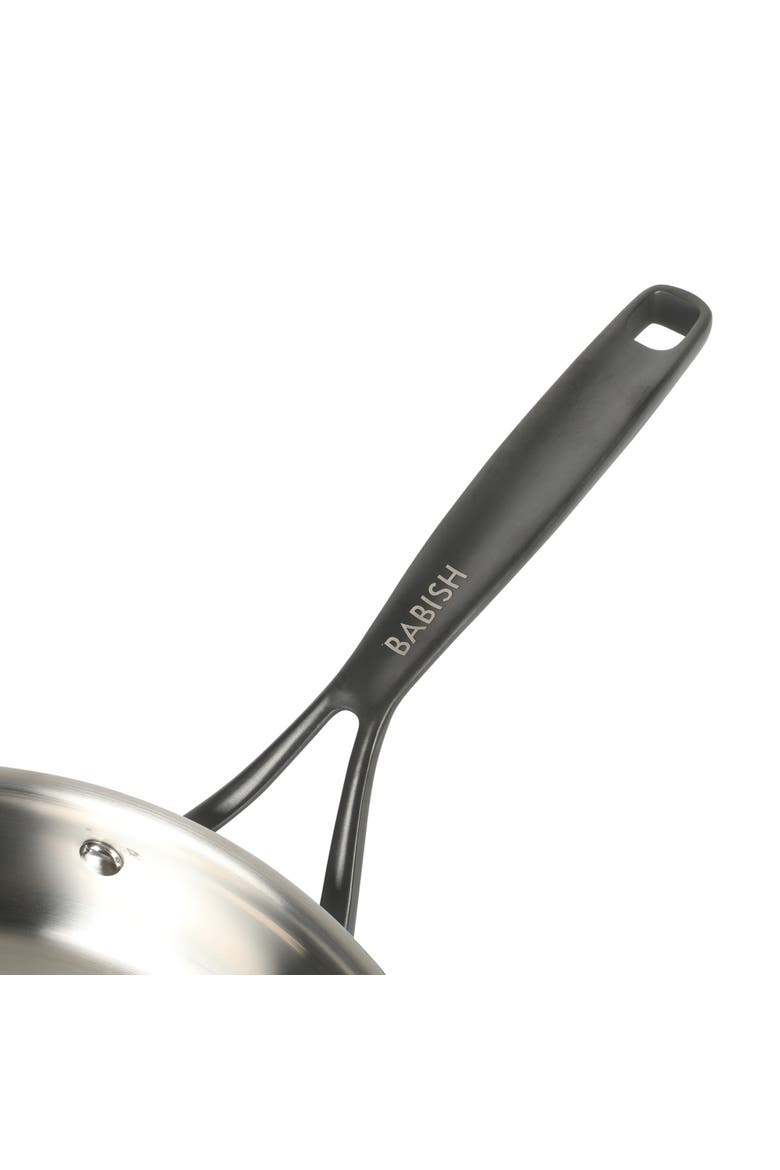 12 Inch Tri Ply Stainless Steel Frying Pan with Lid, Alternate, color, Stainless Steel-Black Handle