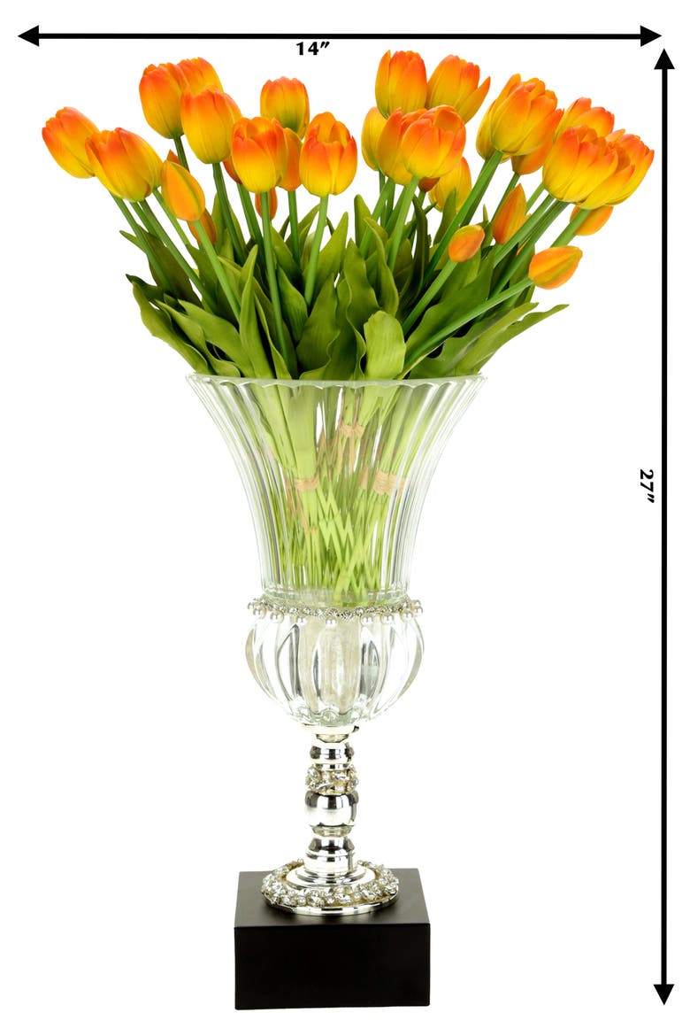 Blooming Tulip in Vase, Alternate, color, Tangerine Orange