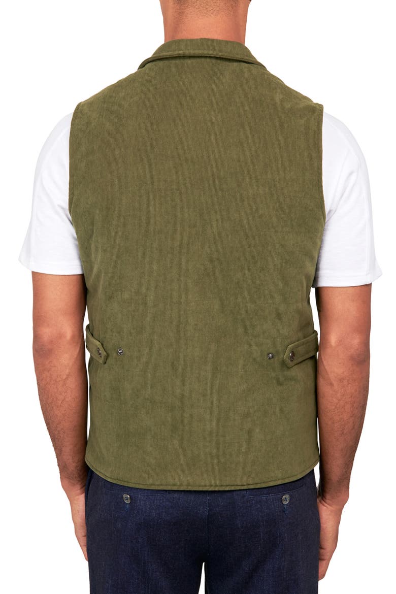 Slim Fit Camp Collar Corduroy Snap-Up Vest, Alternate, color, OLIVE