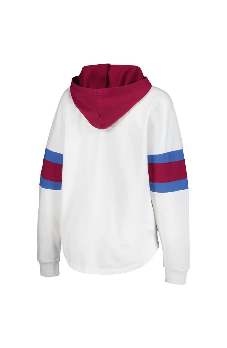 G-III 4HER BY CARL BANKS Women's G-III 4Her by Carl Banks White/Burgundy Colorado Avalanche Goal Zone Long Sleeve Lace-Up Hoodie T-Shirt, Alternate, color, White