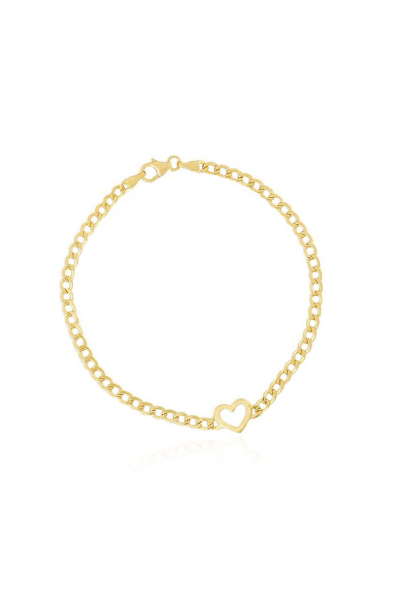 The Lovery Fine Jewelry Curb Heart Bracelet, Main, color, Yellow Gold