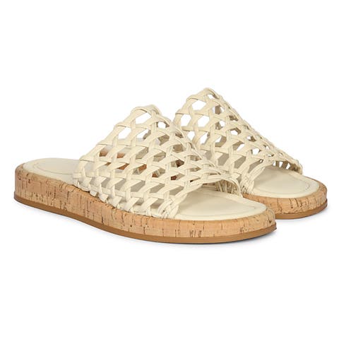 Cloud Woven Leather Cork Slide Sandal