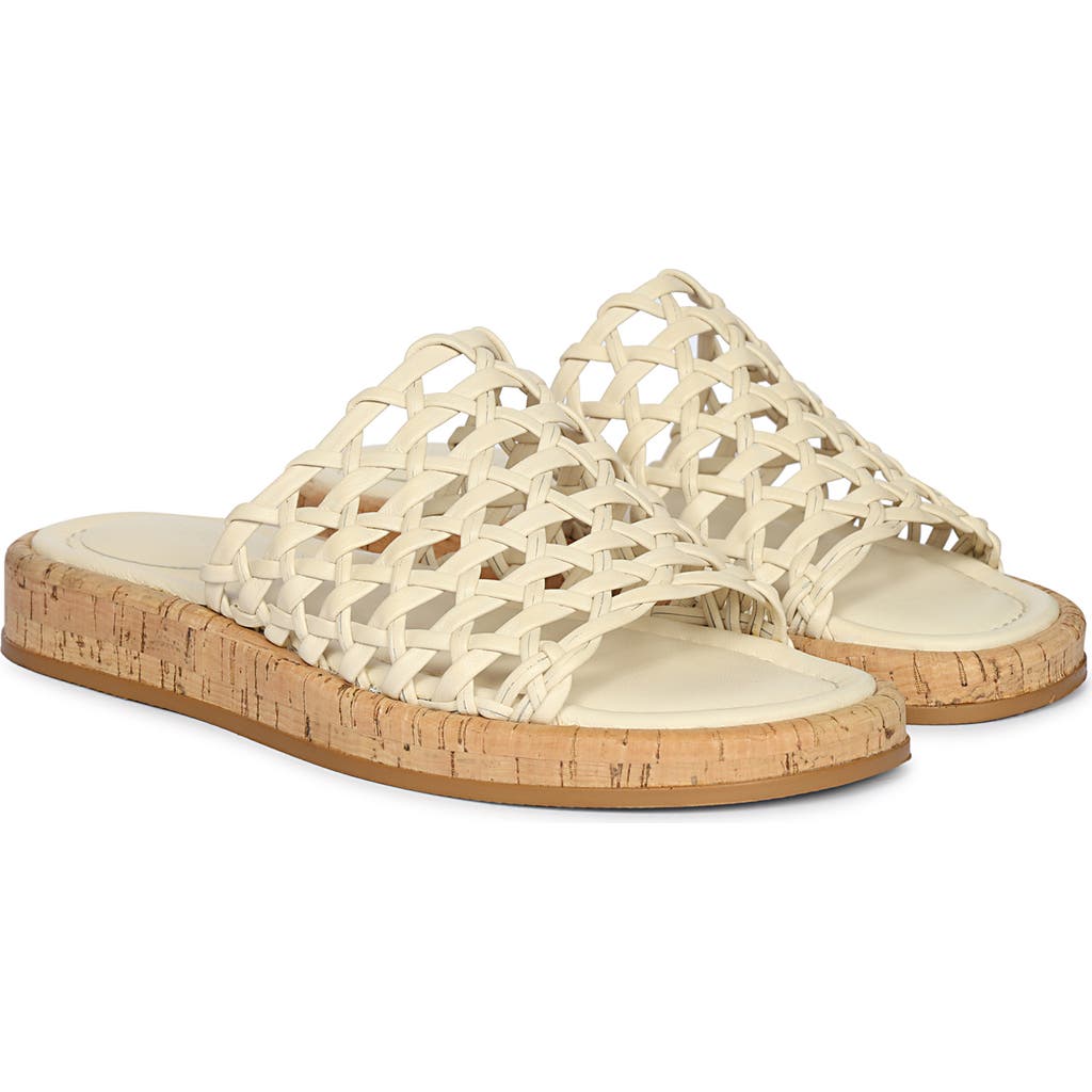 Jelavu Cloud Woven Leather Cork Slide Sandal In Ivory