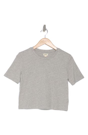 L Agence L'agence Donna Crewneck Crop T-shirt In Heather Grey