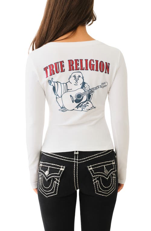 Shop True Religion Embellished Long Sleeve Cotton Graphic T-shirt In Optic White