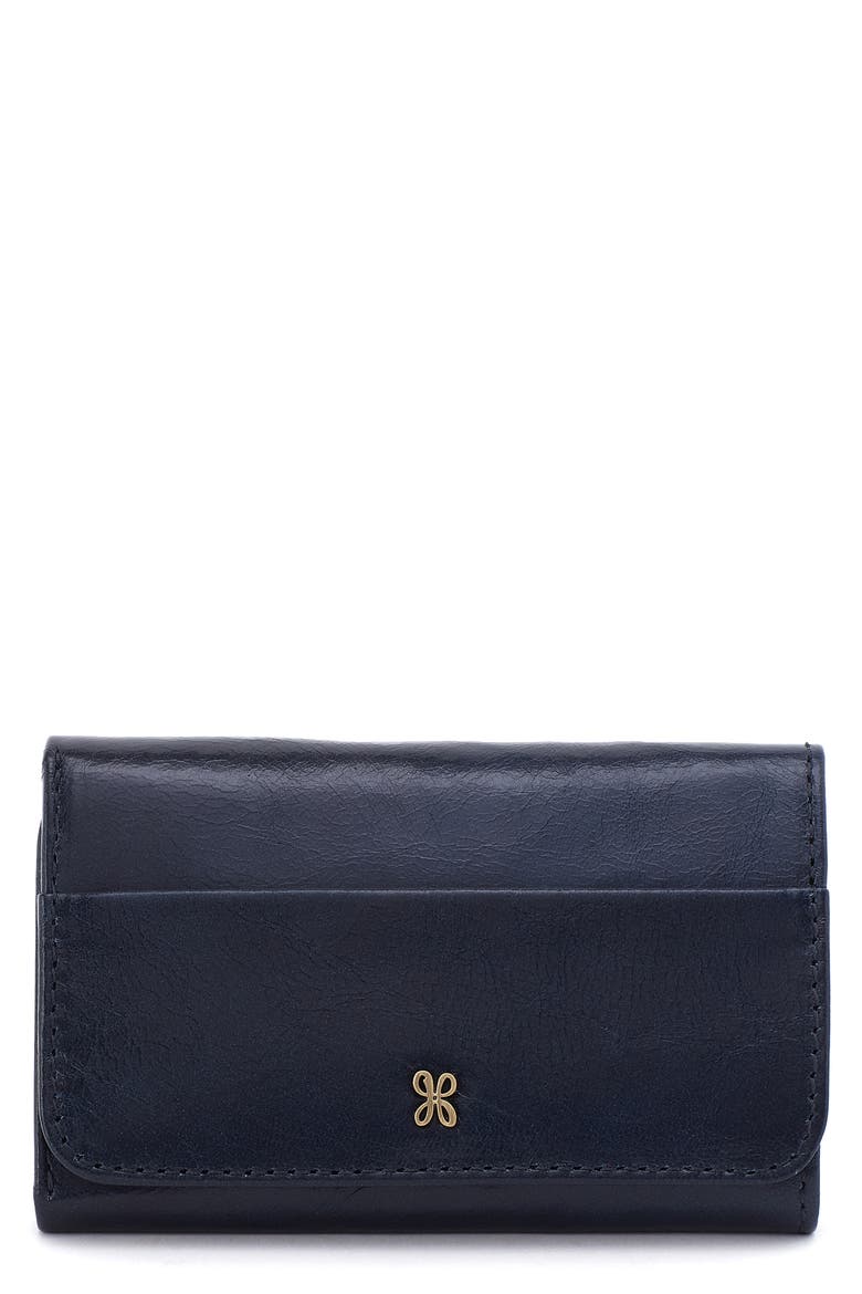 Jill Leather Trifold Wallet, Main, color, INK NAVY