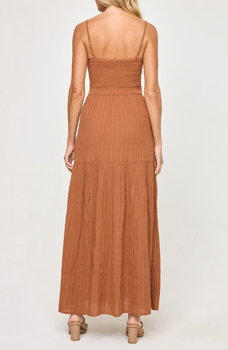 LSPACE Mallorca Smocked Cover-Up Maxi Dress, Alternate, color, Brown Sugar