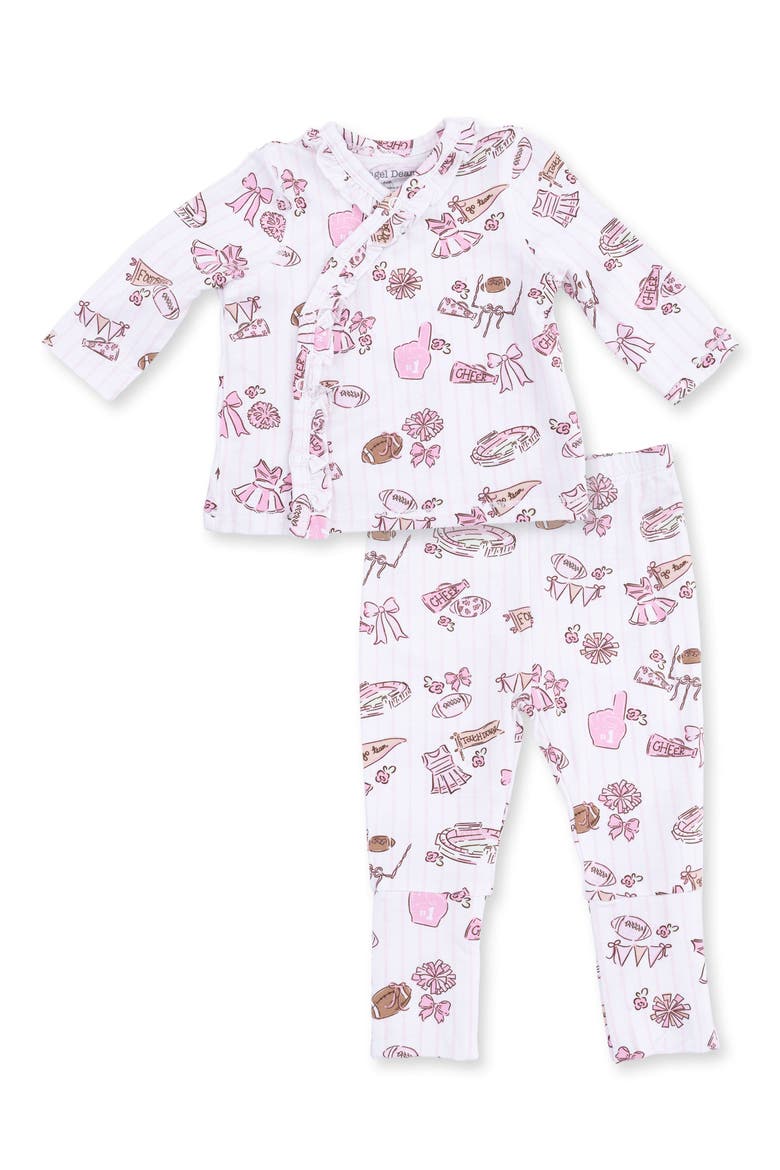 Football Cheer Nursery Kimono & Pants Set, Main, color, WHITE