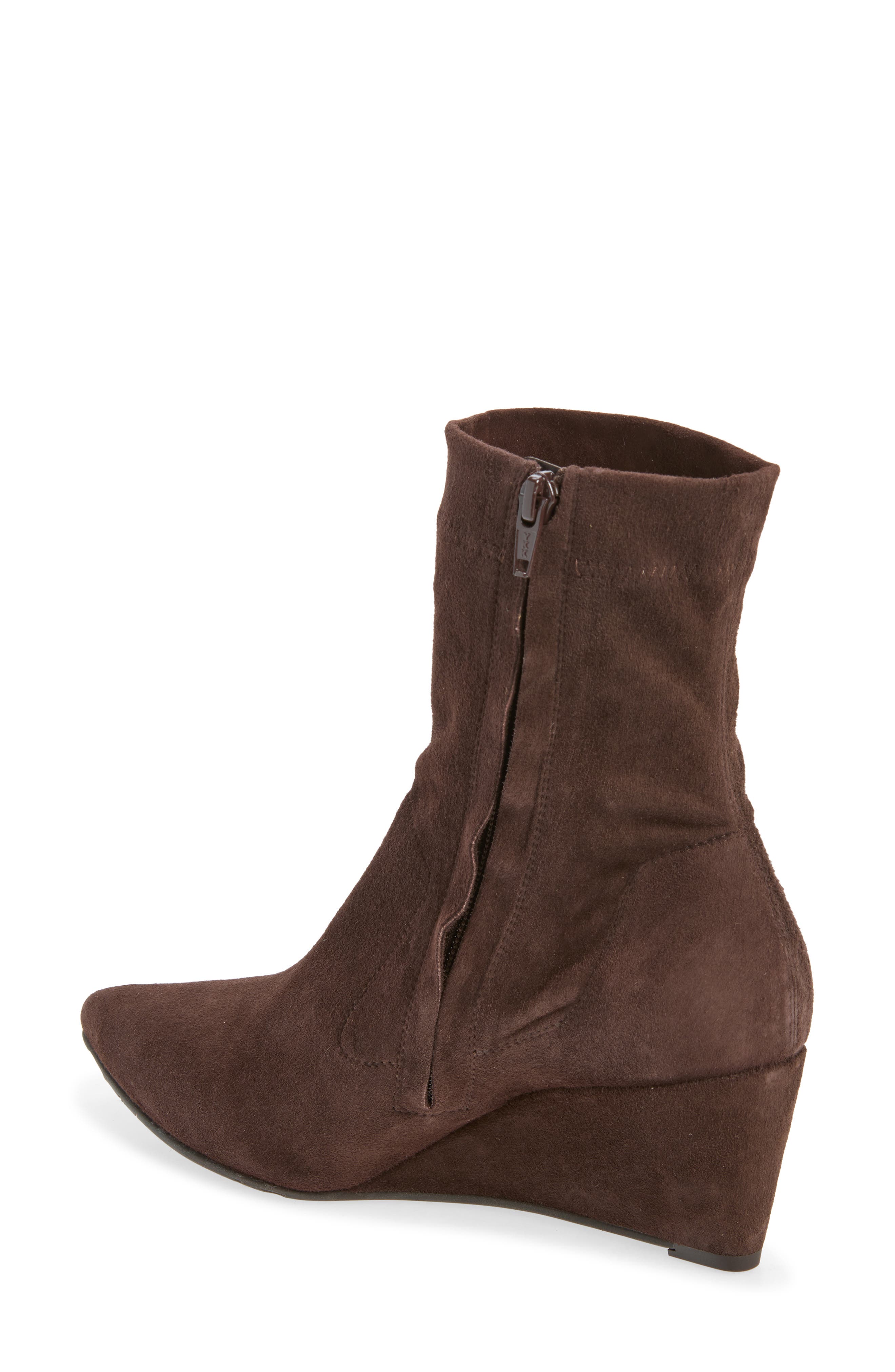 Onira Stretch Leather Wedge Bootie, Alternate, color, BROWN STRETCH SUEDE