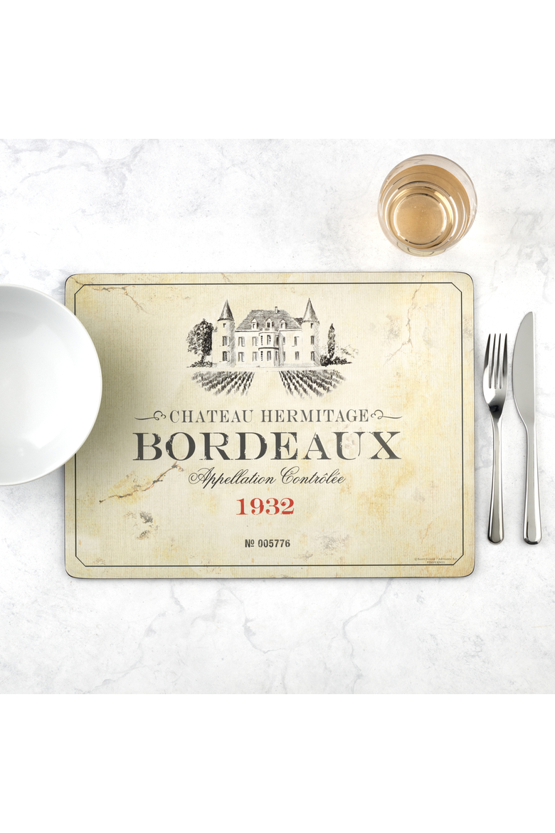 Vin de France Set of 4 Cork Back Placemats, Alternate, color, Multi