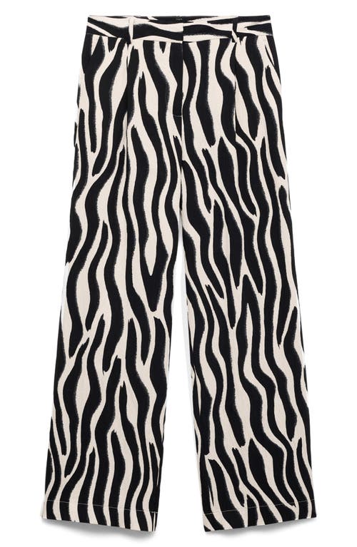 Mango Zebra Stripe Straight Leg Pants In Black
