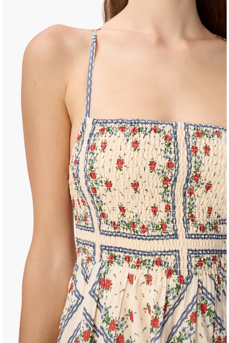 Cecily Smocked Bodice Cotton & Silk Sundress, Alternate, color, HEIRLOOM BANDANA