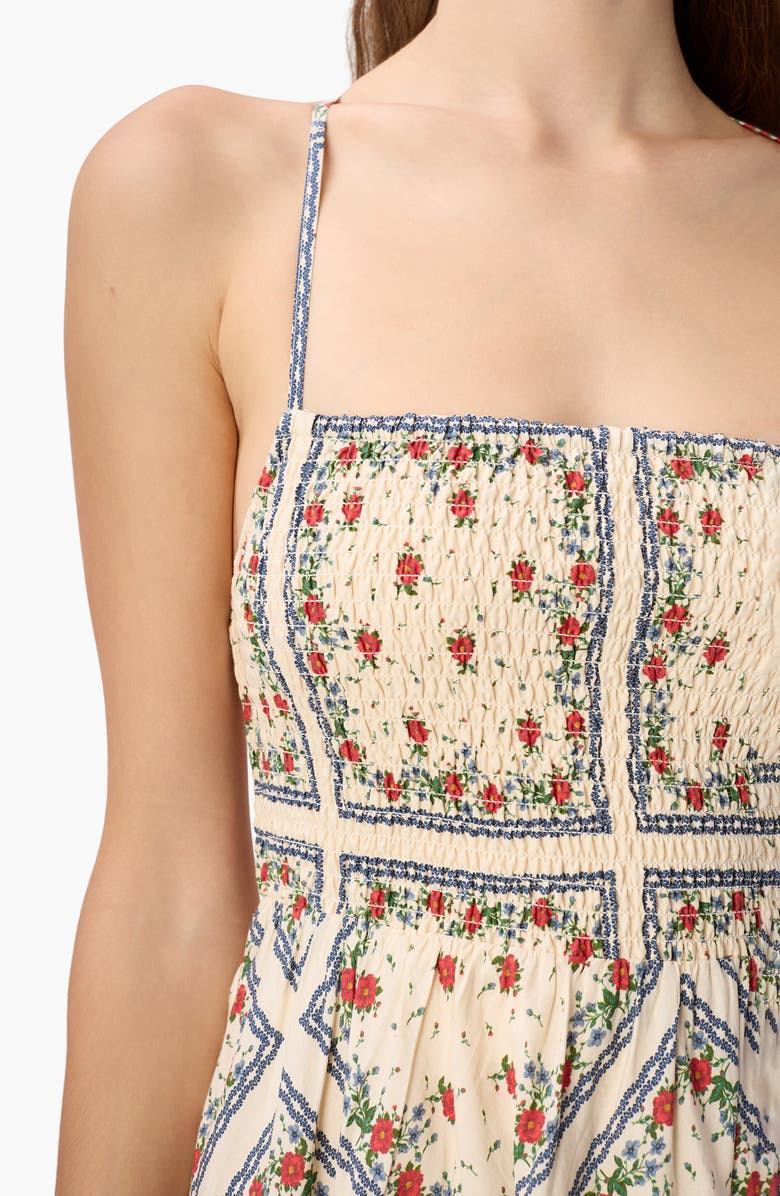 CAMI NYC Cecily Smocked Bodice Cotton & Silk Sundress, Alternate, color, Heirloom Bandana