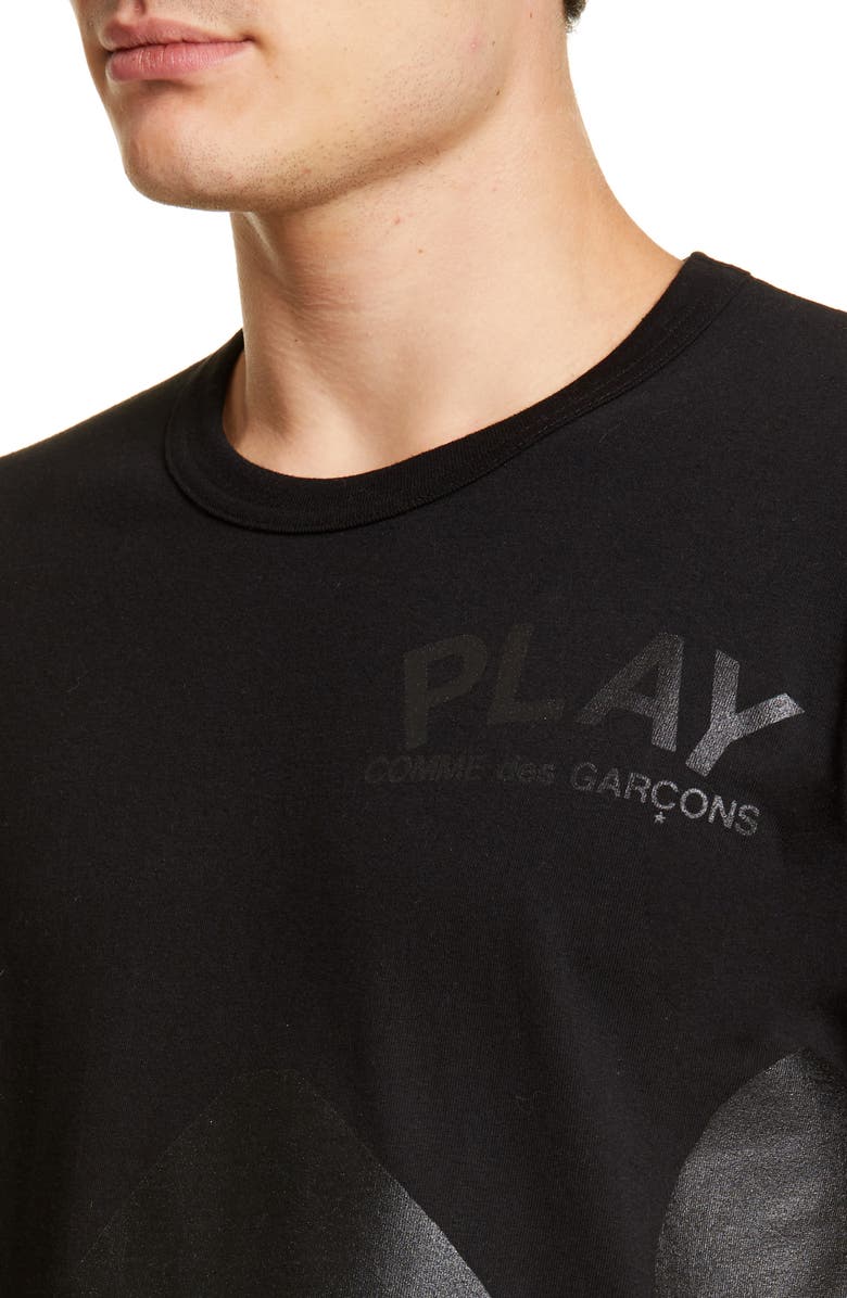 Comme des Garçons PLAY Double Heart Graphic Tee, Alternate, color, Black