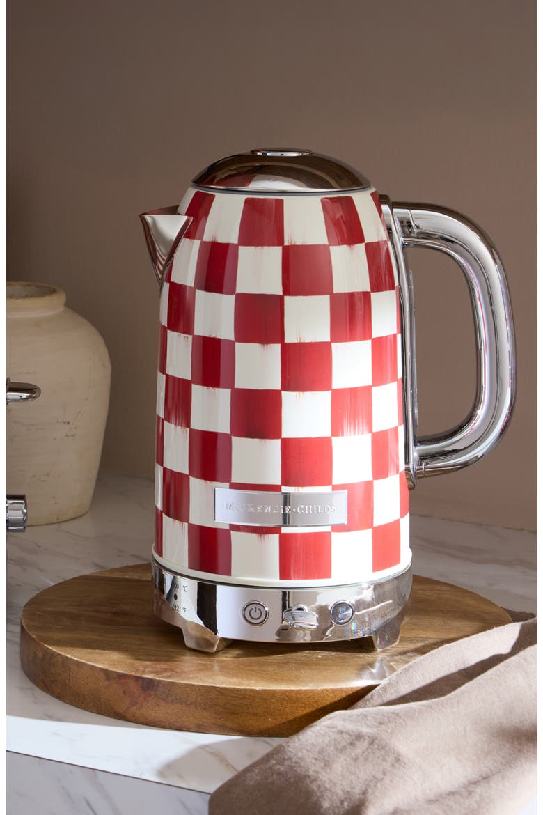 Red Check Electric Kettle, Alternate, color, RED