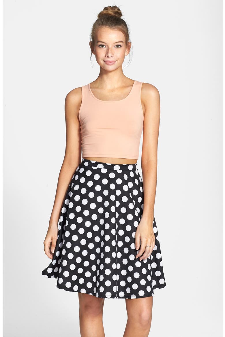 Knit A-Line Skirt, Main, color, BLACK/WHITE PRINT