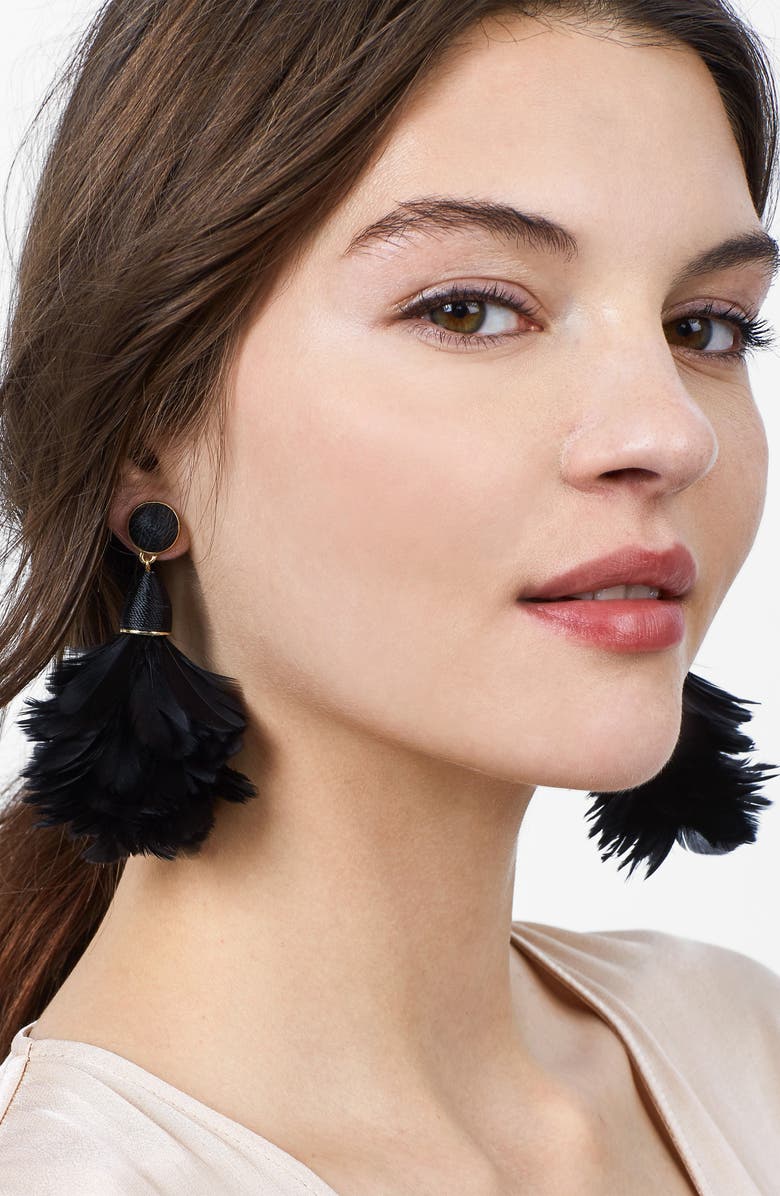 BaubleBar Parisian Feather Tassel Drop Earrings, Alternate, color, 