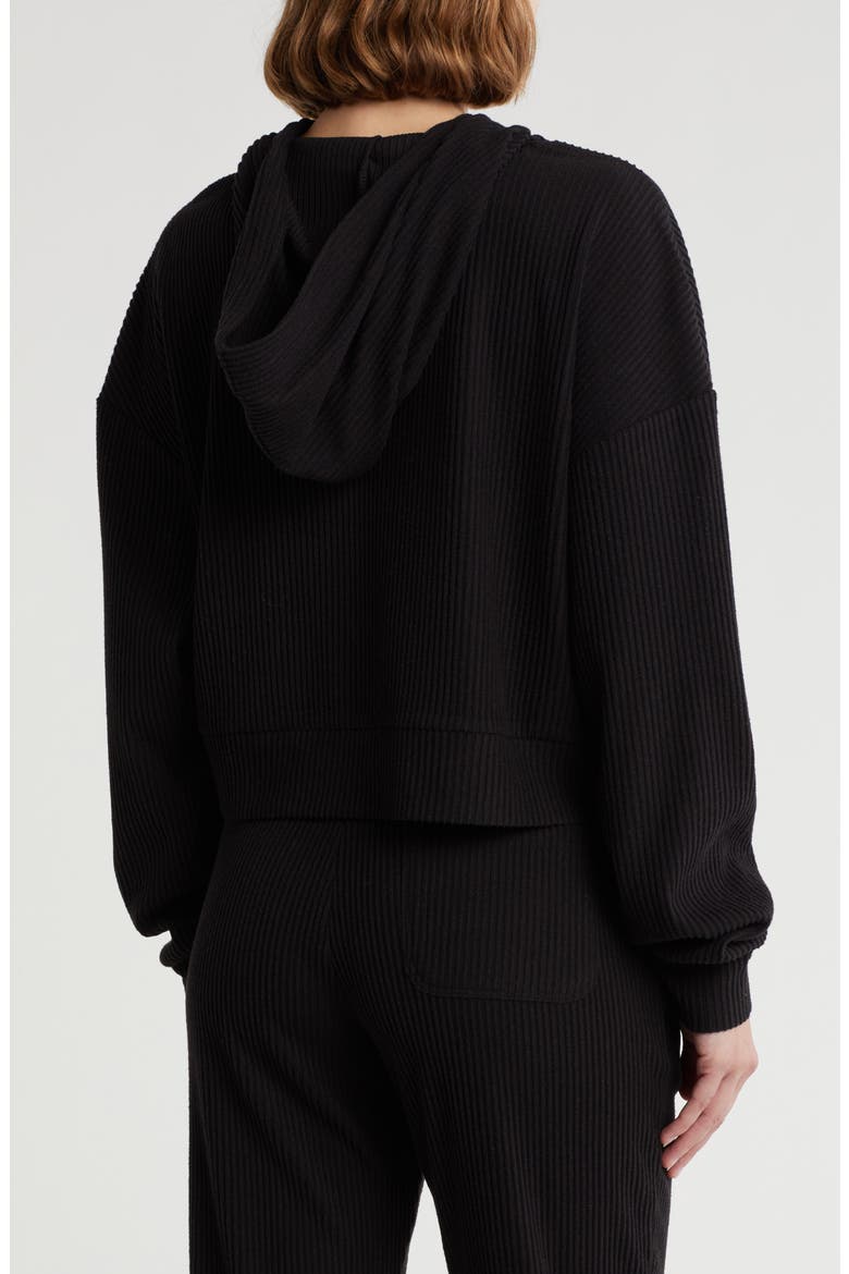 Crop Rib Hoodie, Alternate, color, BLACK