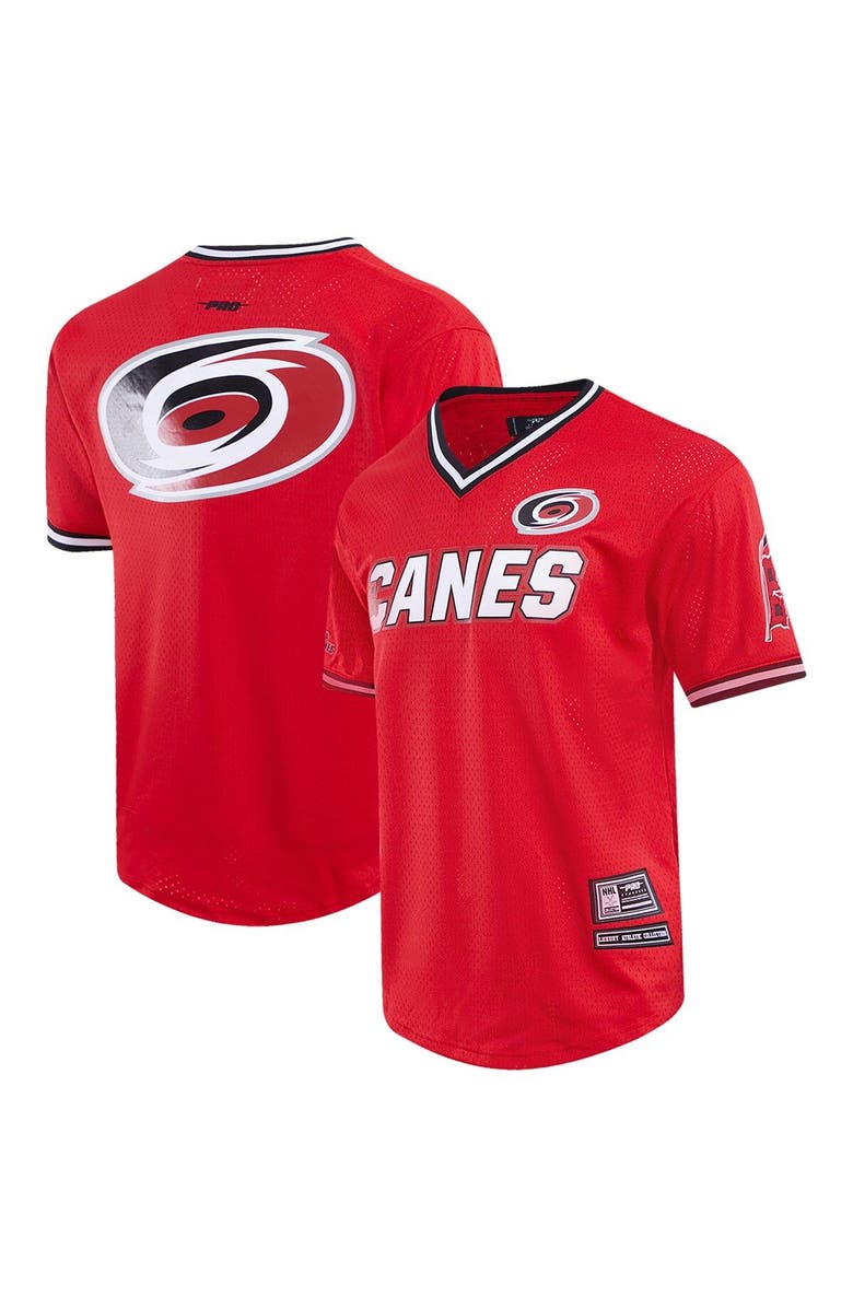 PRO STANDARD Men's Pro Standard  Red Carolina Hurricanes Classic Mesh V-Neck T-Shirt, Main, color, 