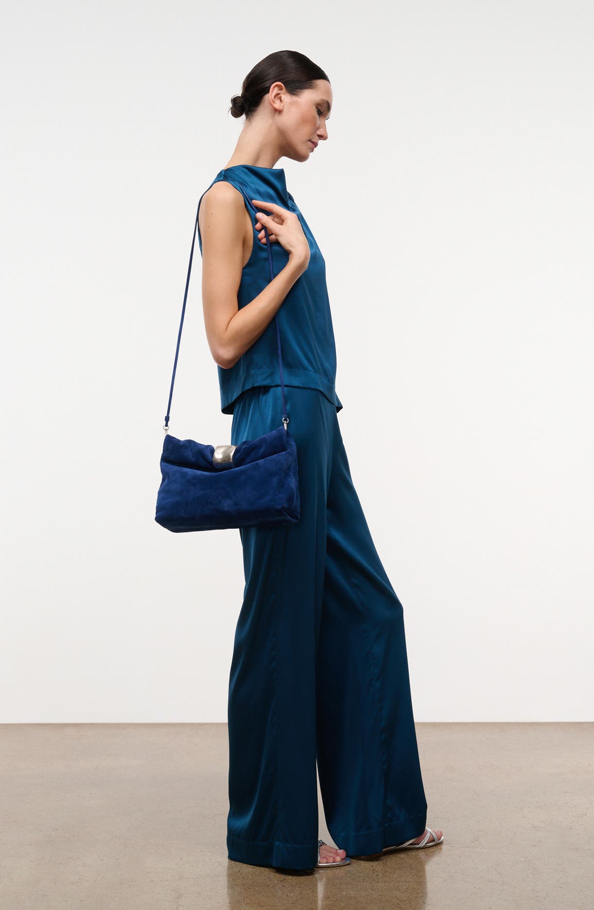 STAUD Cuff Leather Clutch, Alternate, color, Cobalt