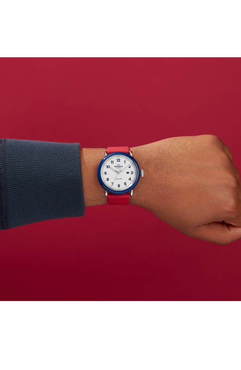 Shinola Detrola The Ace Silicone Strap Watch, 43mm, Alternate, color, 