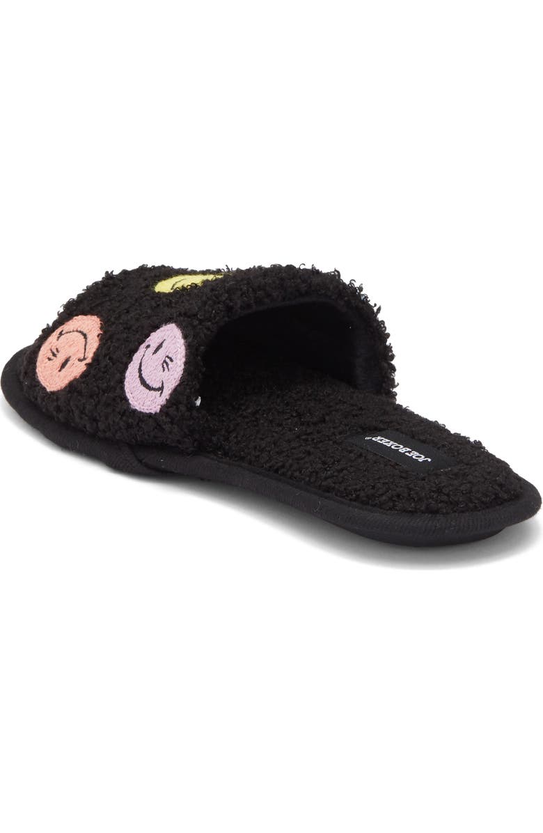JOE BOXER Faux Shearling Happy Face Slipper, Alternate, color, Black
