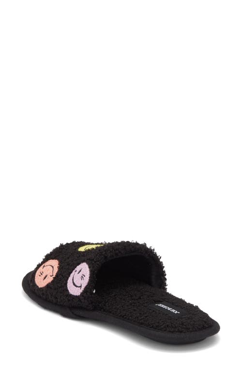 Joe Boxer Faux Shearling Happy Face Slipper In Black