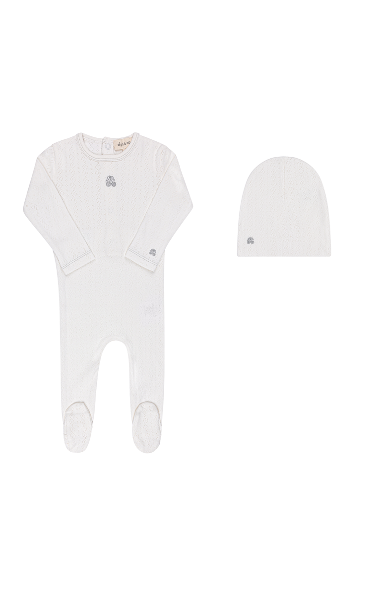 Ely
s 
Co. Squiggle Pointelle Collection - Footie + Beanie, Main, color, Boys Cream