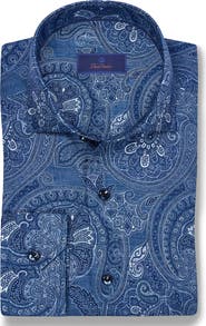 David Donahue Paisley Print Sport Shirt