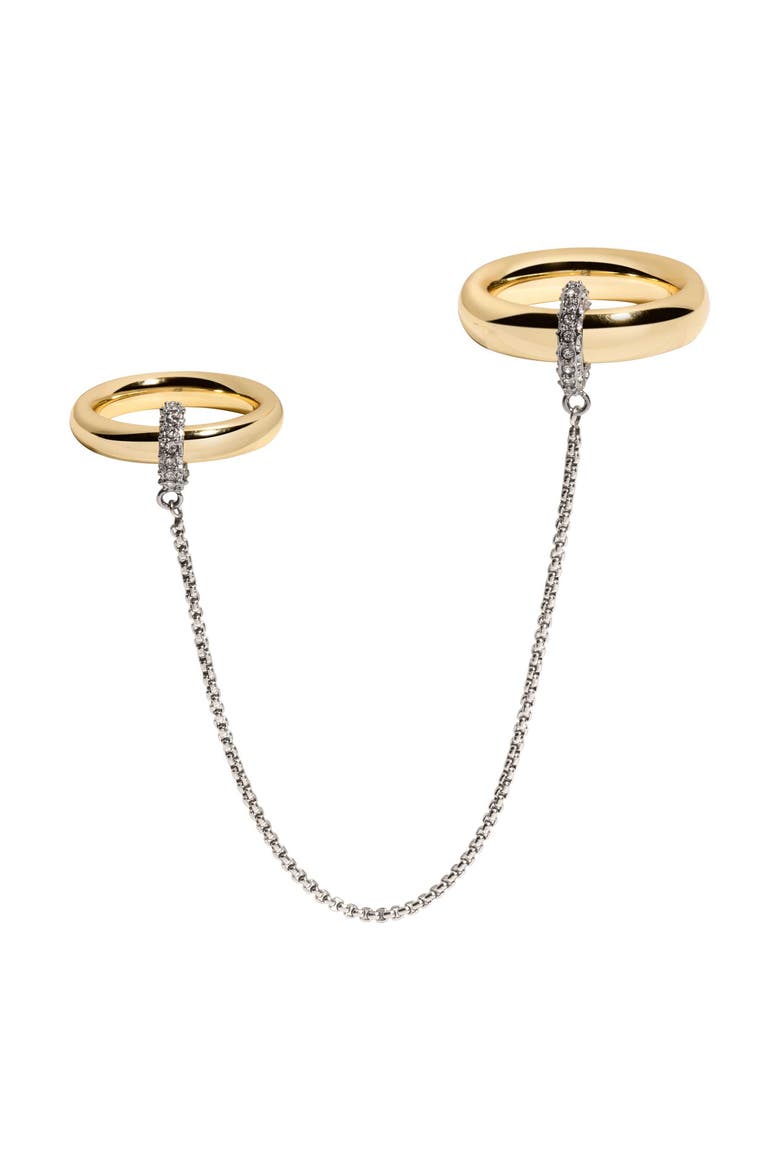 Essex Two-Finger Ring, Main, color, GOLD/ HEM/ CRYSTAL