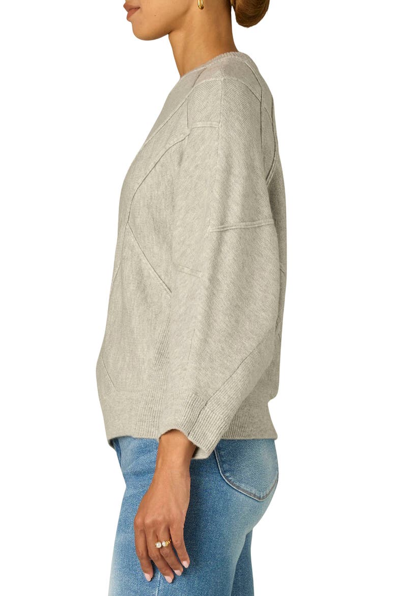 Three Quarter Dolman Sleeve Crewneck Sweater, Alternate, color, HEATHER GREY