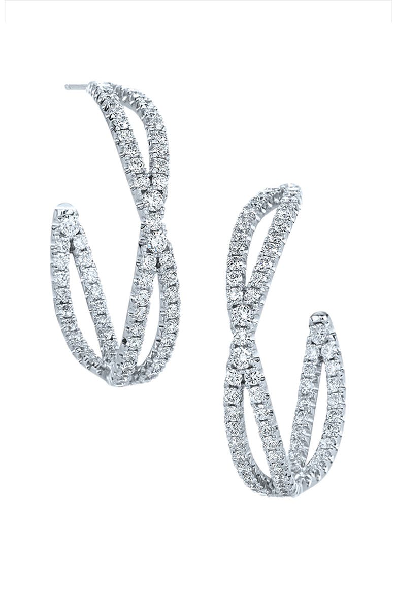 'Fidelity' Diamond Hoop Earrings, Main, color, WHITE GOLD